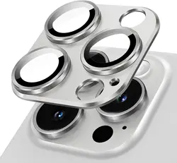 Premium Metal Tempered Glass Camera Lens Cover and Screen Protector - iPhone 13 Mini (Silver)