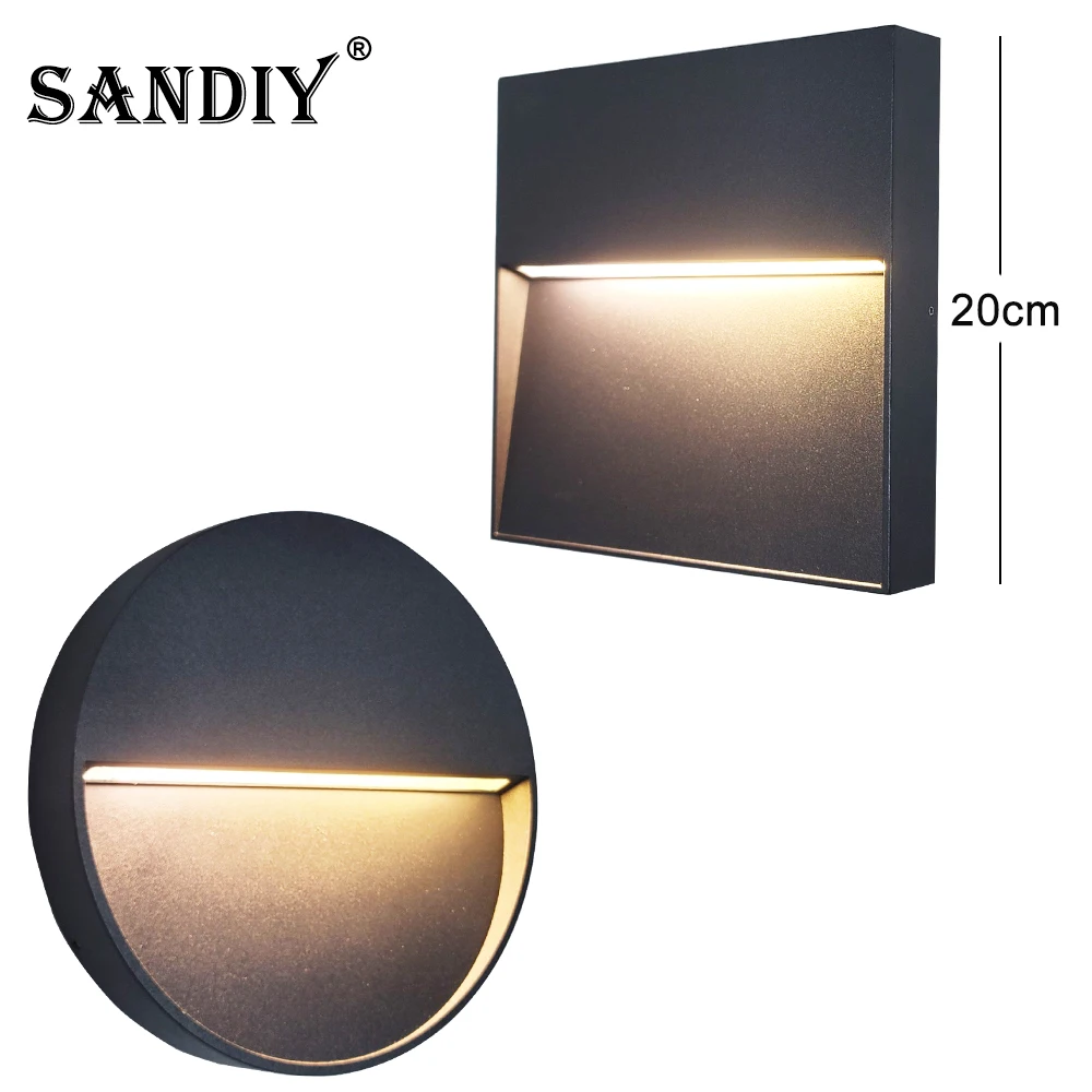 SANDIY External Wall Lights 6W 10W Outdoor Waterproof Lamp Led Stair Lighting for Porch Street Step Balcony Surface Mounted IP67 hot selling 1m pcs silver and   stair stair led aluminum profiles for cinema stair step nosing lighting