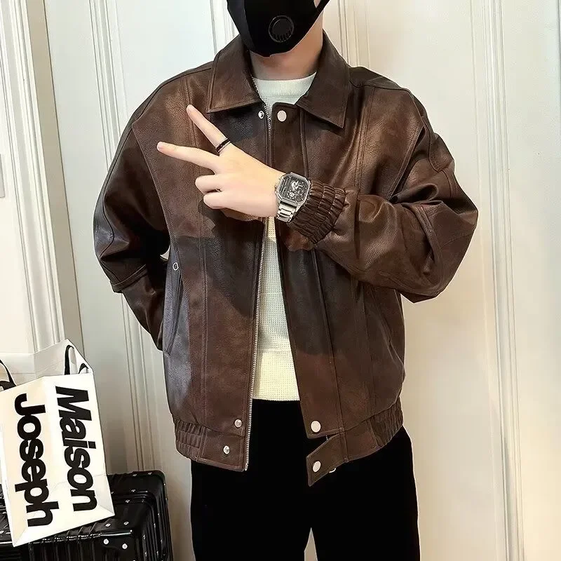 High-end Leather Jacket for Men in Spring Autumn Winter 2025 New Trendy Casual