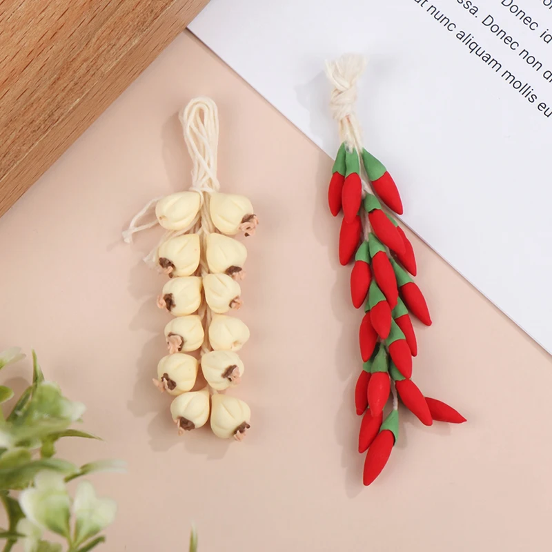 1String 1:12 Dollhouse Miniature Garlic Chili Condiment Model Kitchen Food Accessories For Doll House Decor Kids Play Toys