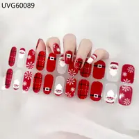2024 Christmas Semi Cured Nail Sticker UV Led Lamp Semi Cured Gel Snow Flake Nail Decals Waterproof Nail Stickers Nail Manicure 2