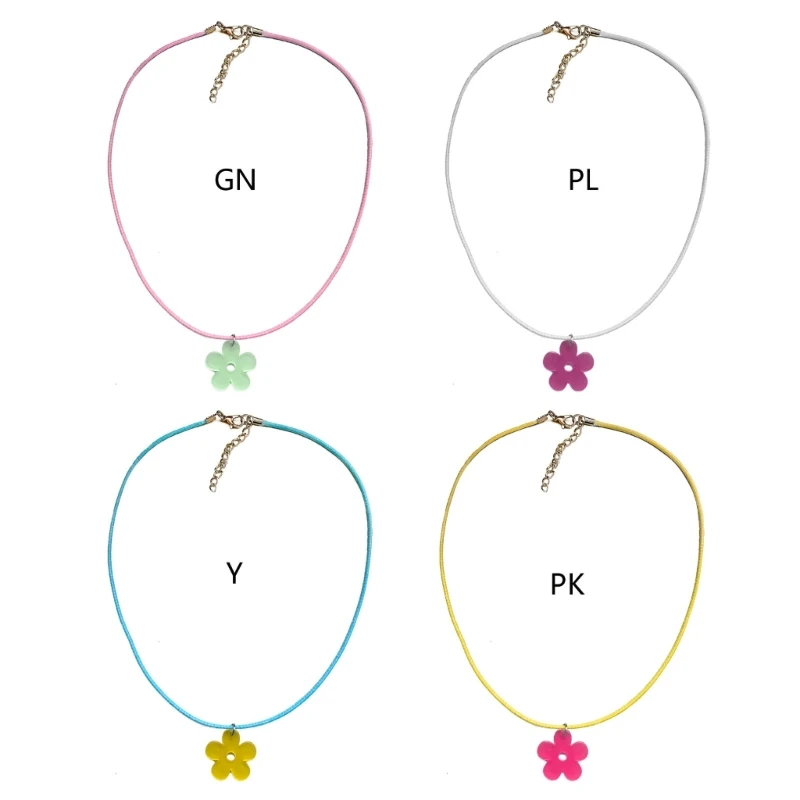 

Y4QE Sweet Colorful Flower Pendant Necklace Party Jewelry Fashion Statement Choker Fashion Simple Cord Collar Necklace