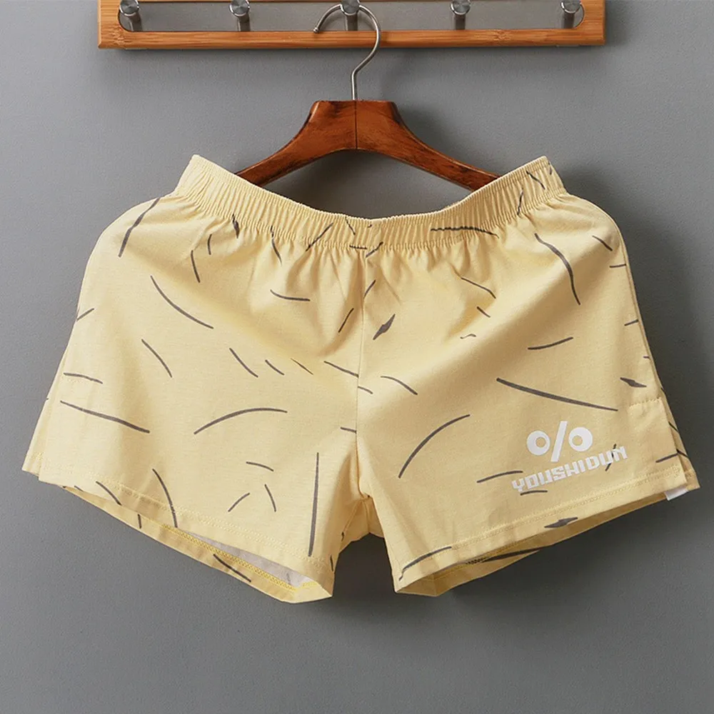 

Мужские хлопковые шорты-боксеры со средней талией и надписью, свободные дышащие спортивные шорты большого размера, повседневная мужская пижама, шорты-боксеры