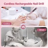 Cordless Electric Nail Drill Machine with LED Display Forward Reverse Direction E File Nail Drill for Acrylic Nails Manicure Set 6