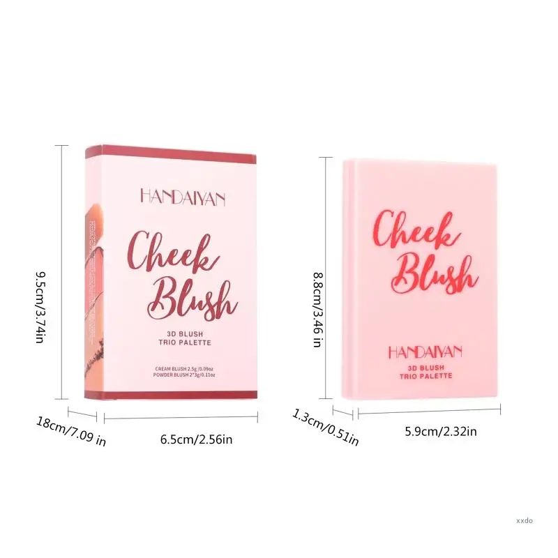 3 Colors Cheek Color Cream and Powder Blush Palette Set For Women and Girls Party Makeup