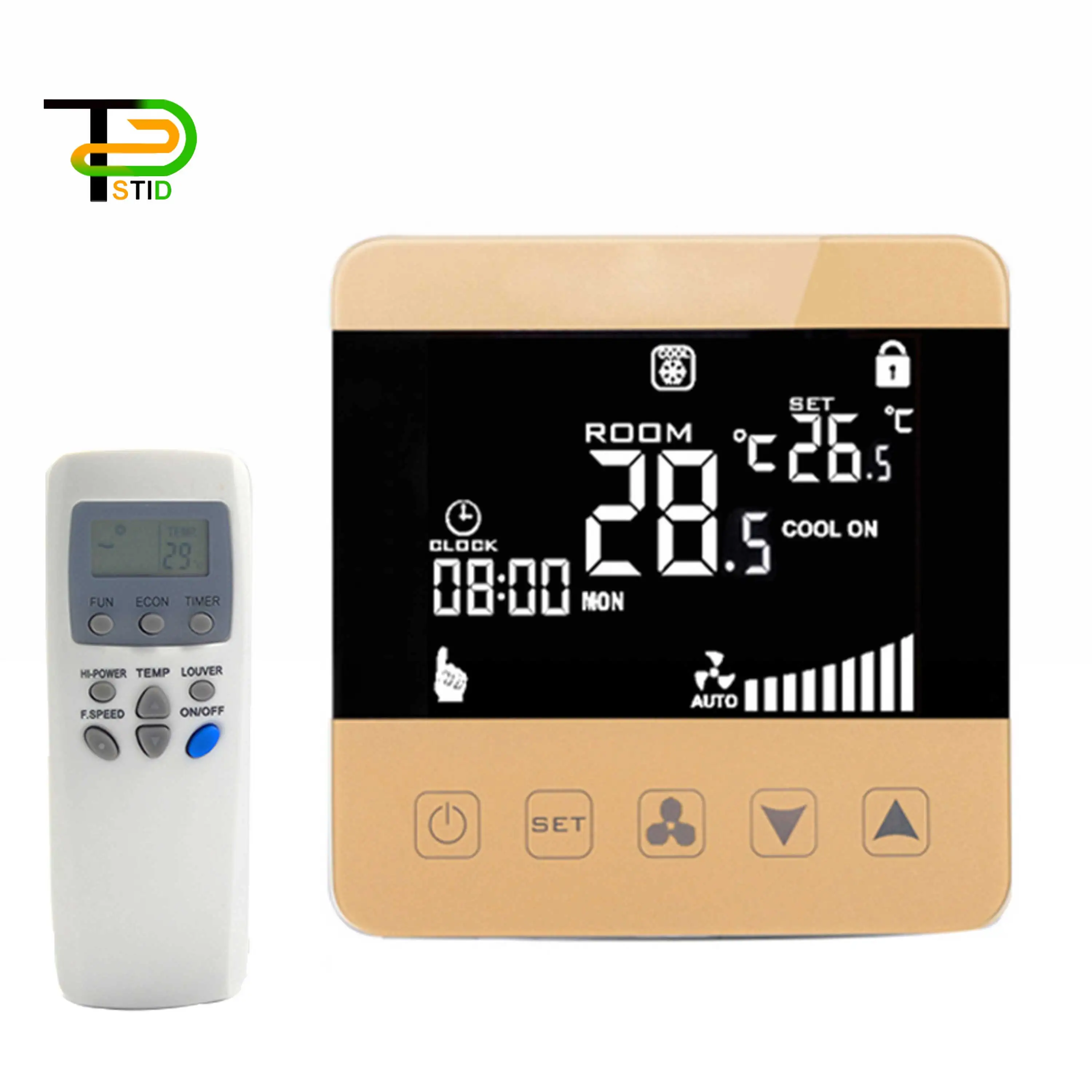 

Стандарт ЕС, быстрое зарядное устройство 220 В переменного тока для программируемого терморегулятора комнатной температуры, клапан теплового и холодного воздуха, 3-скоростной вентилятор с блокировкой от детей