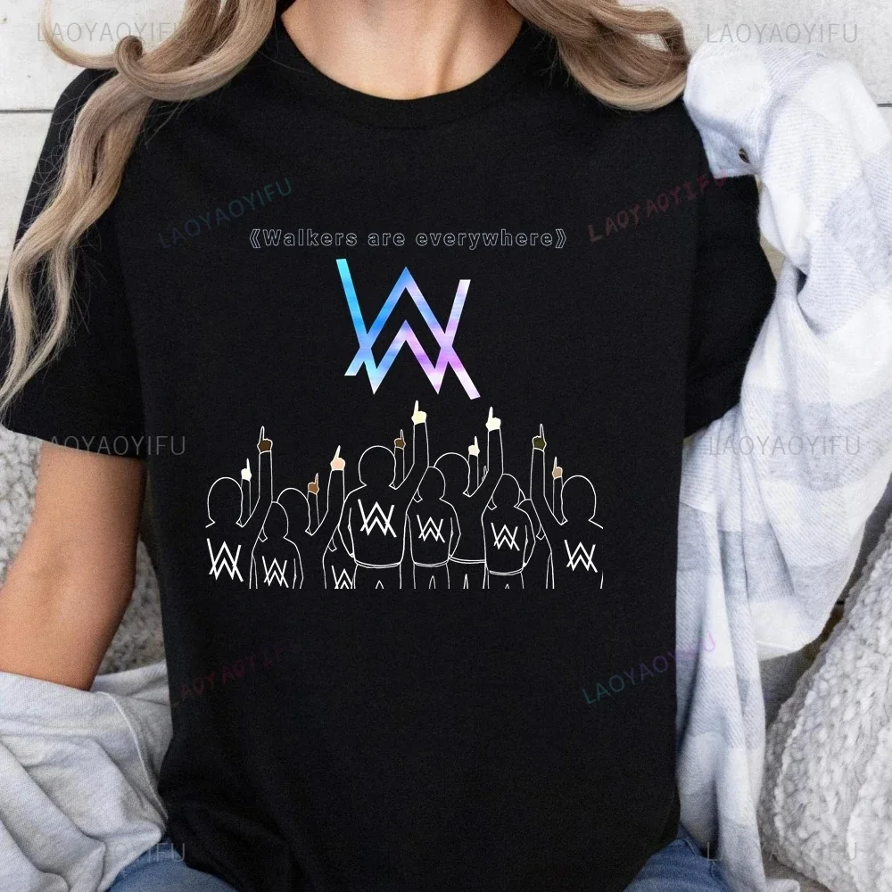 Norwegian DJ Artist Alan Walker Graphic Print T-shirt Top Fashion Short Sleeved Neutral Casual Shirt Oversized Cotton T-shirt 2