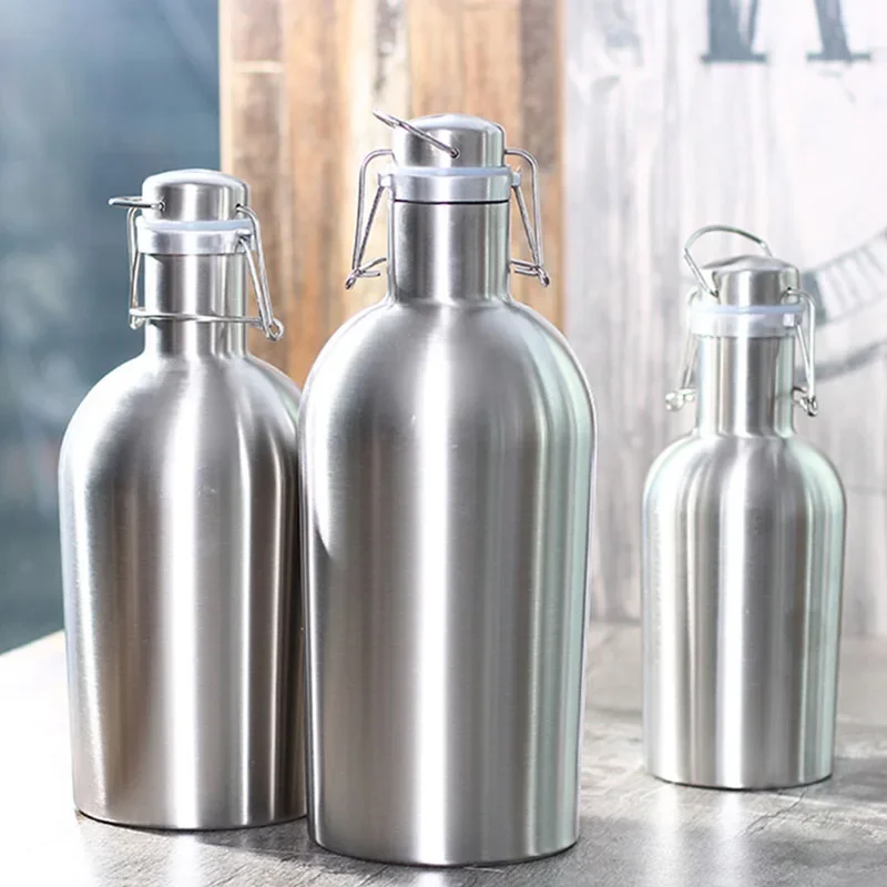 YOMDID Healthy Beer Barrel Bottles Stainless Steel Wine Bottle Cooler Double Wall Drink Chiller Creative Wine Jugs gourde inox