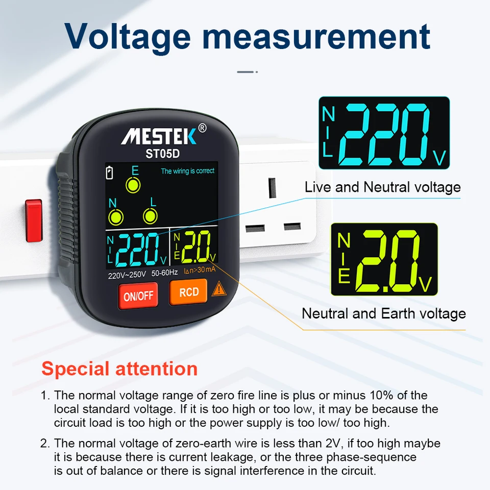 Xrten Socket Tester With LCD Display - Receptacle Detector For GFCI/RCD Outlets, Wiring Fault Finder, Circuit Breaker Locator - View #5