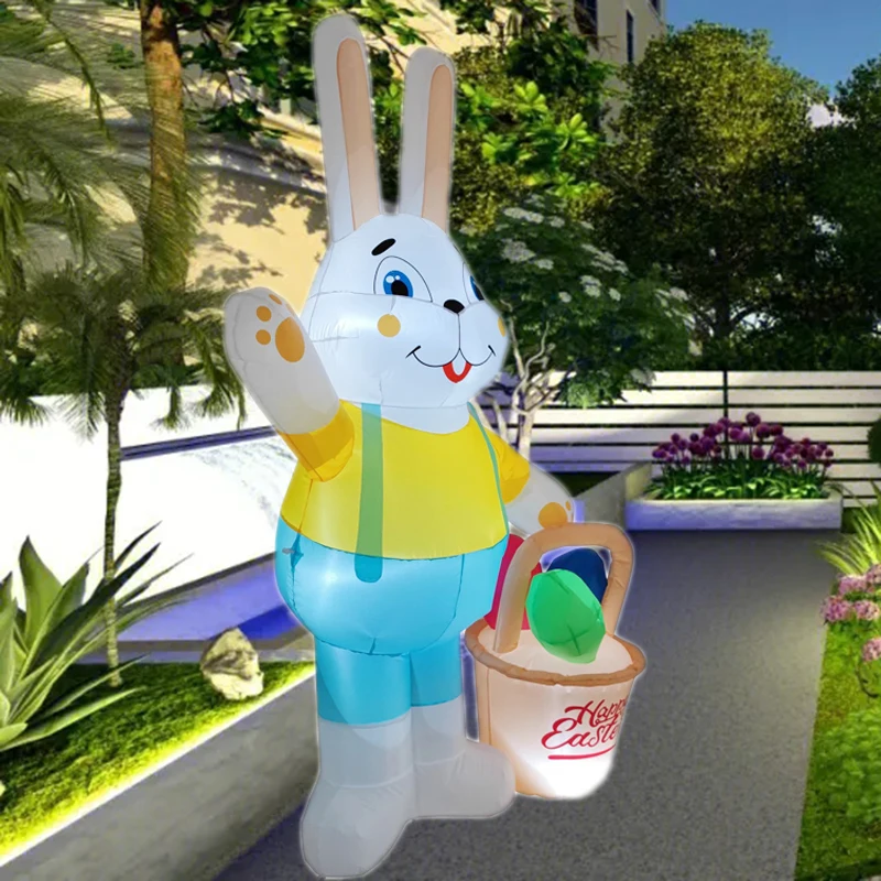 Easter Decoration Giant Inflatable Rabbit Carry Basket
