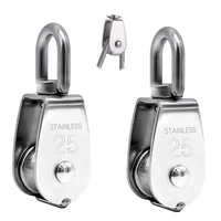 2pcs M25 Single Pulley Block Mini Rope Pulley in Stainless Steel 25mm Pulley Roller Flagpole Pulley Loading 150kg 1