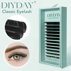 DIYDAY 16 - Row Mink Individual Eyelashes - Natural False Lash Extensions with Various Curls - 0.03mm