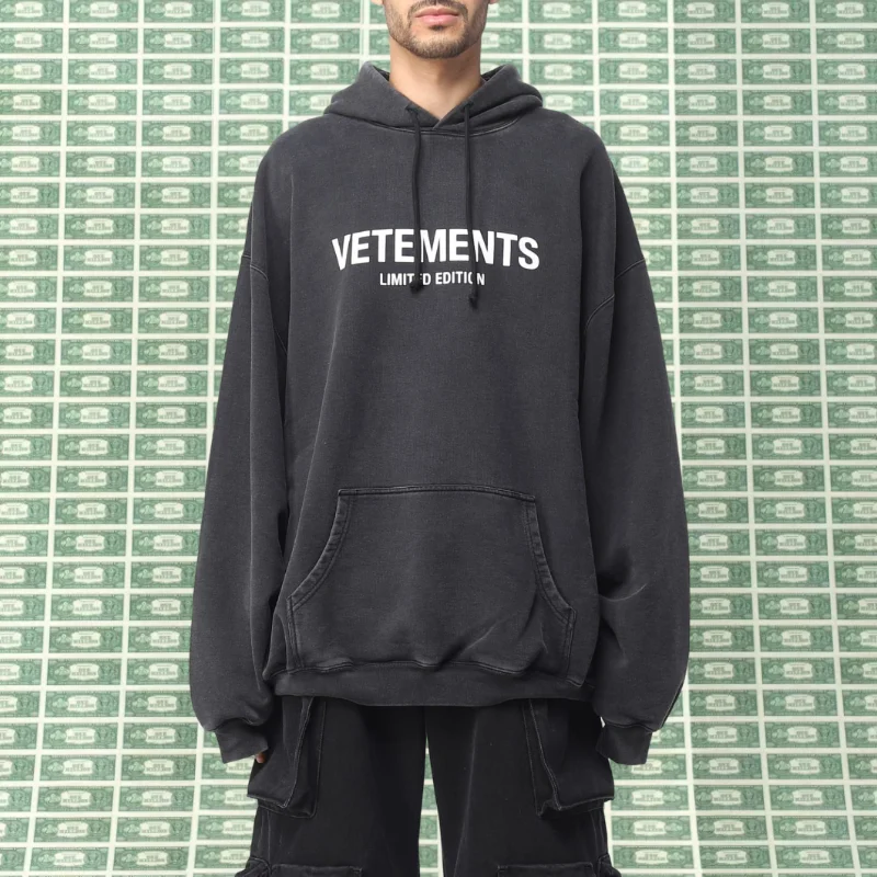 

Hoodie For Unisex Dry Cleaner Cement Gray Distressed Printed Loose Long-Sleeved LIMITED Letter High Quality Autumn and Winter