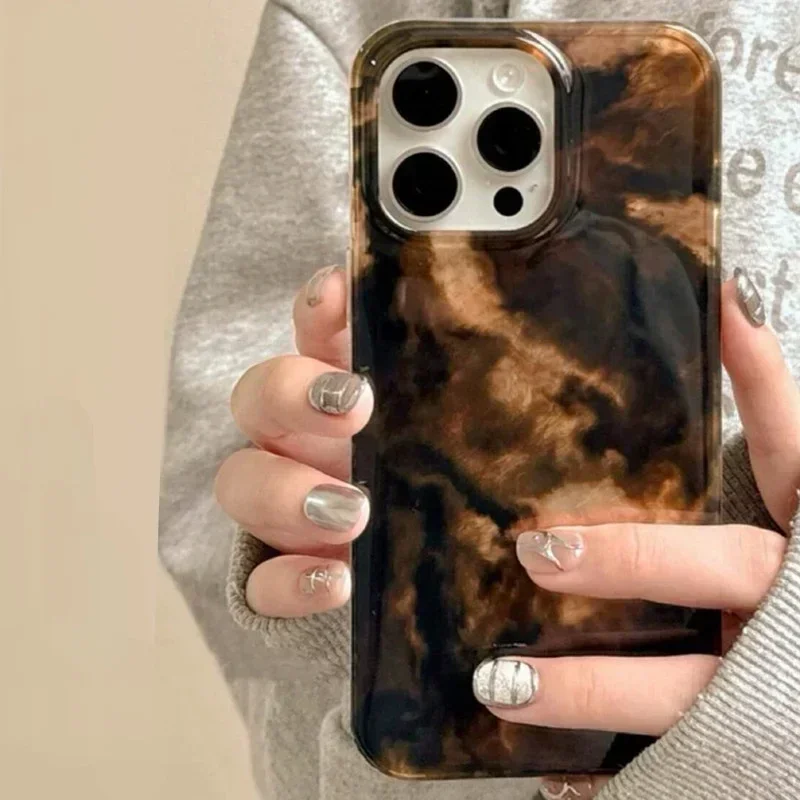 Vortex Pattern Amber Black Brown Blend Silicone Phone Case For iPhone 17 16 11 12 13 14 15 Pro Max XR Plus SE2 16E 17 Air Cover - 3