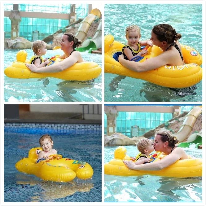 Portable Mother Children Swim Circle Inflatable Safety Swimming Ring Children Water Play Games Seat Float Kids Swim Trainer Toy 2