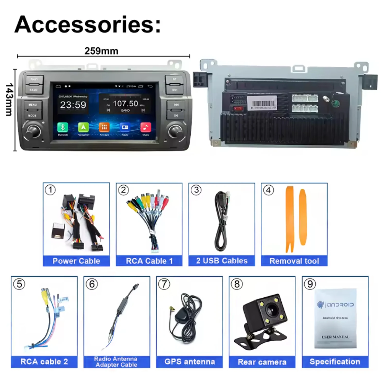 7'Android Car Radiofor BMW E46 Rover 75 MG ZT Multimedia Player Supports CarPlay