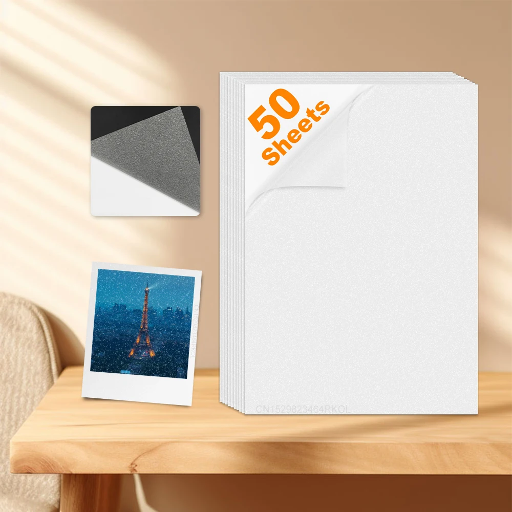 Glitter Cold Lminated Film Overlay Photo Paper Card 50 Sheets DIY A4 Size Cold Laminating Sheet Waterproof Transparent Paper