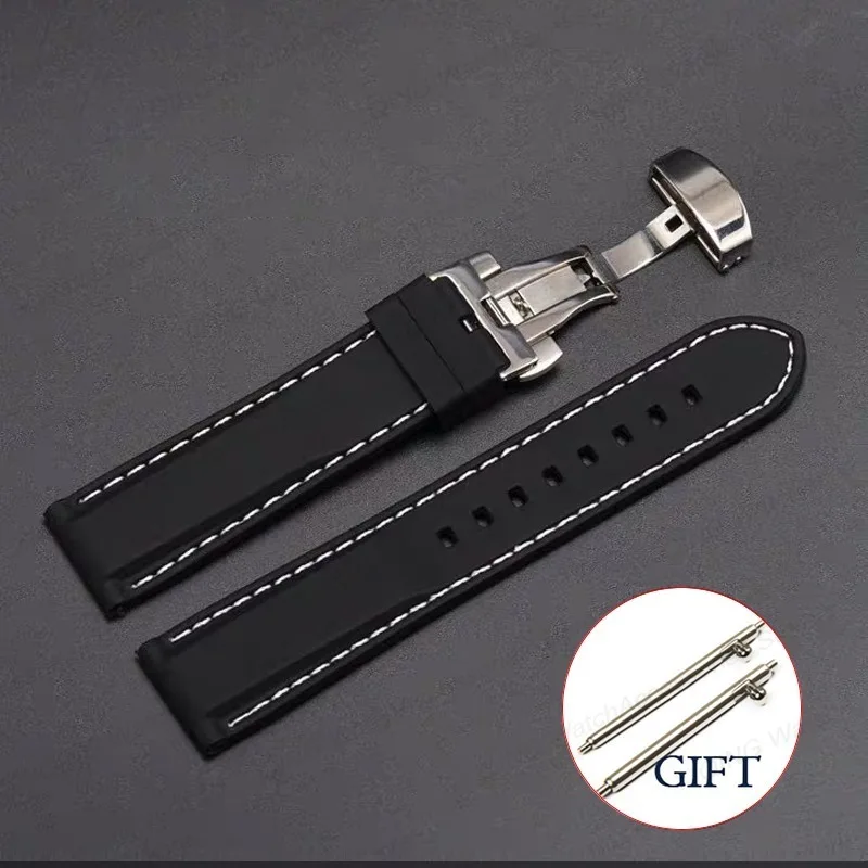 Waterproof Silicone Sport Watch Strap with Quick Release and Butterfly Buckle