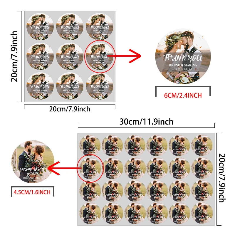 Wedding Custom Stickers 6cm Circle Party Bag Label Personalised Invitations Seals Text Customized Sticker | Дом и сад