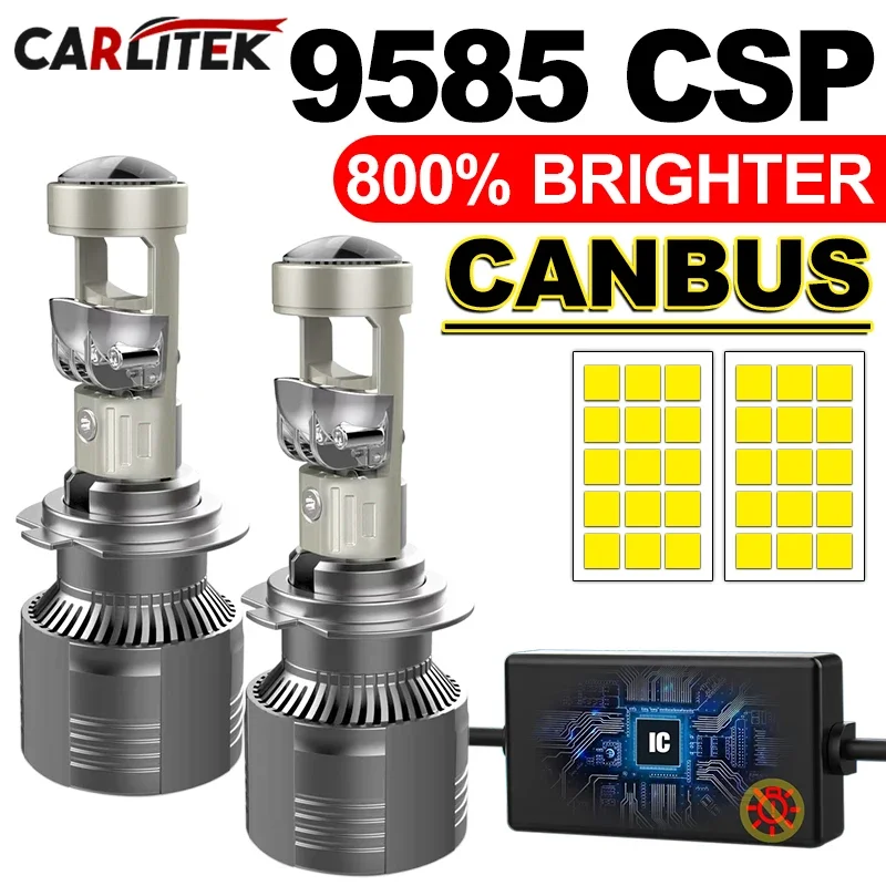CARLITEK LED Projector Headlight Bulbs H7 H4 H11 H8, With Lenses Mini Turbo 6000K 12V Canbus No Errors 9005 9006 HB3 HB4