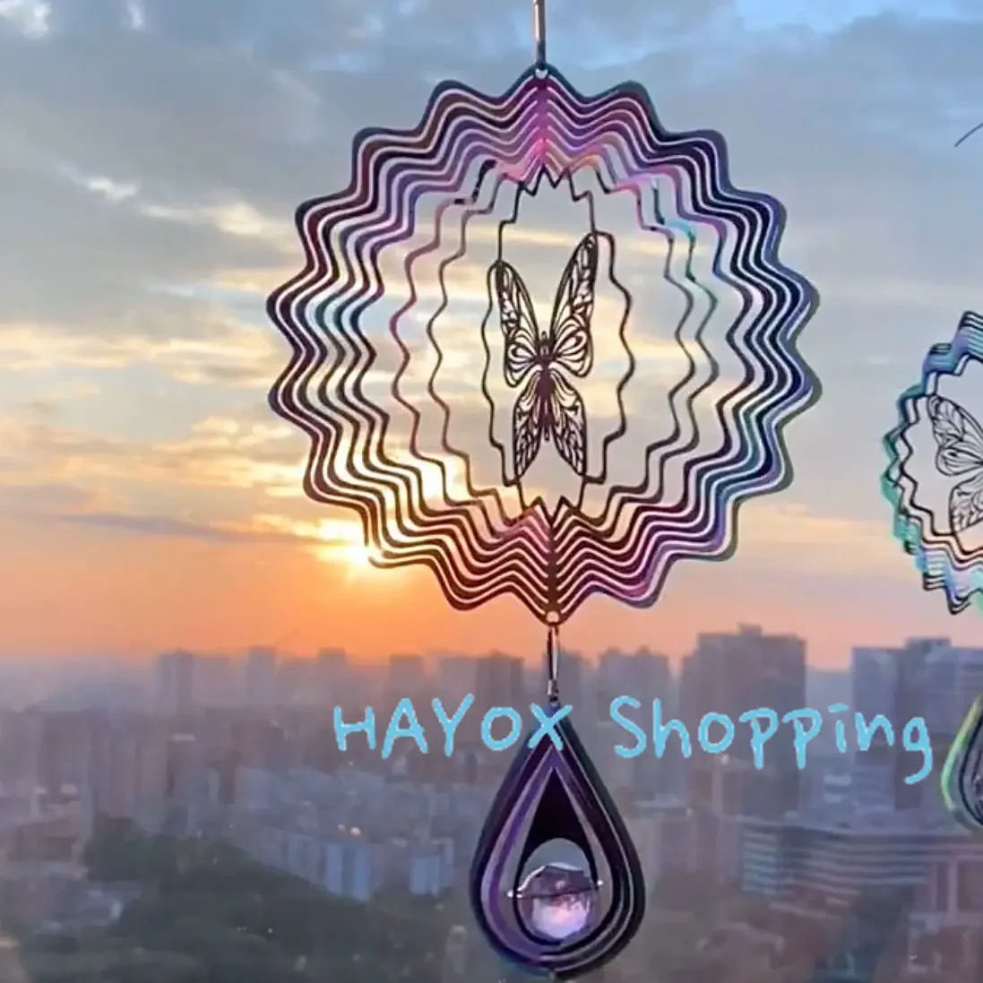 3D Butterfly Wind Chimes，stainless Steel Sun Catcher Stained Mandala Wind Chimes Pendant Garden Home Decoration Wind Spinner 5