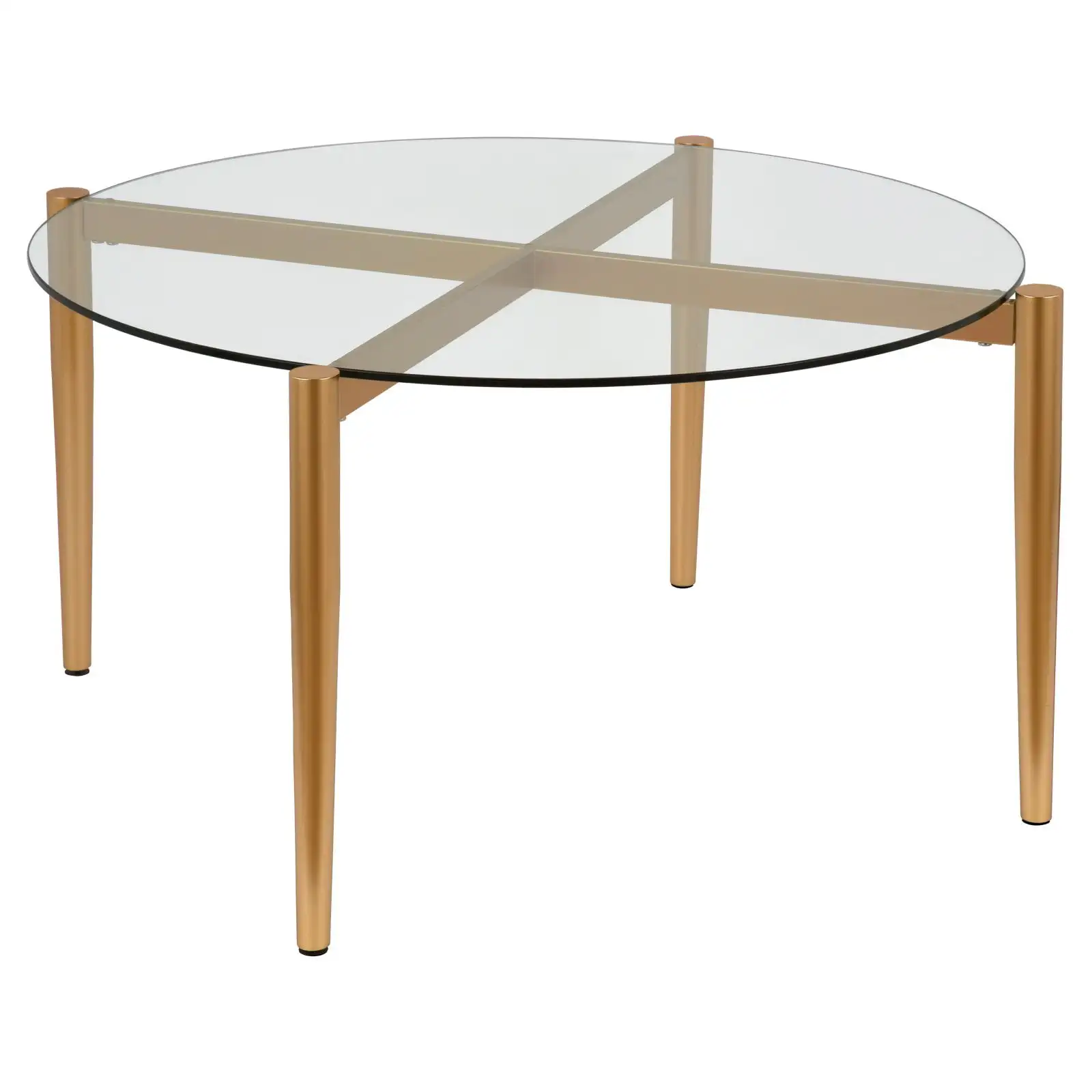 

Mid-Century Modern Round Coffee Table with Glass Top
