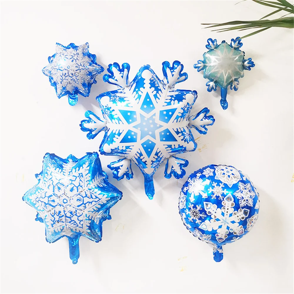 

5Pcs Merry Christmas Snowflake Foil Balloons Ice Snow Princess Air Globos Christmas Party Decorations Kids Toys Xmas Supplies