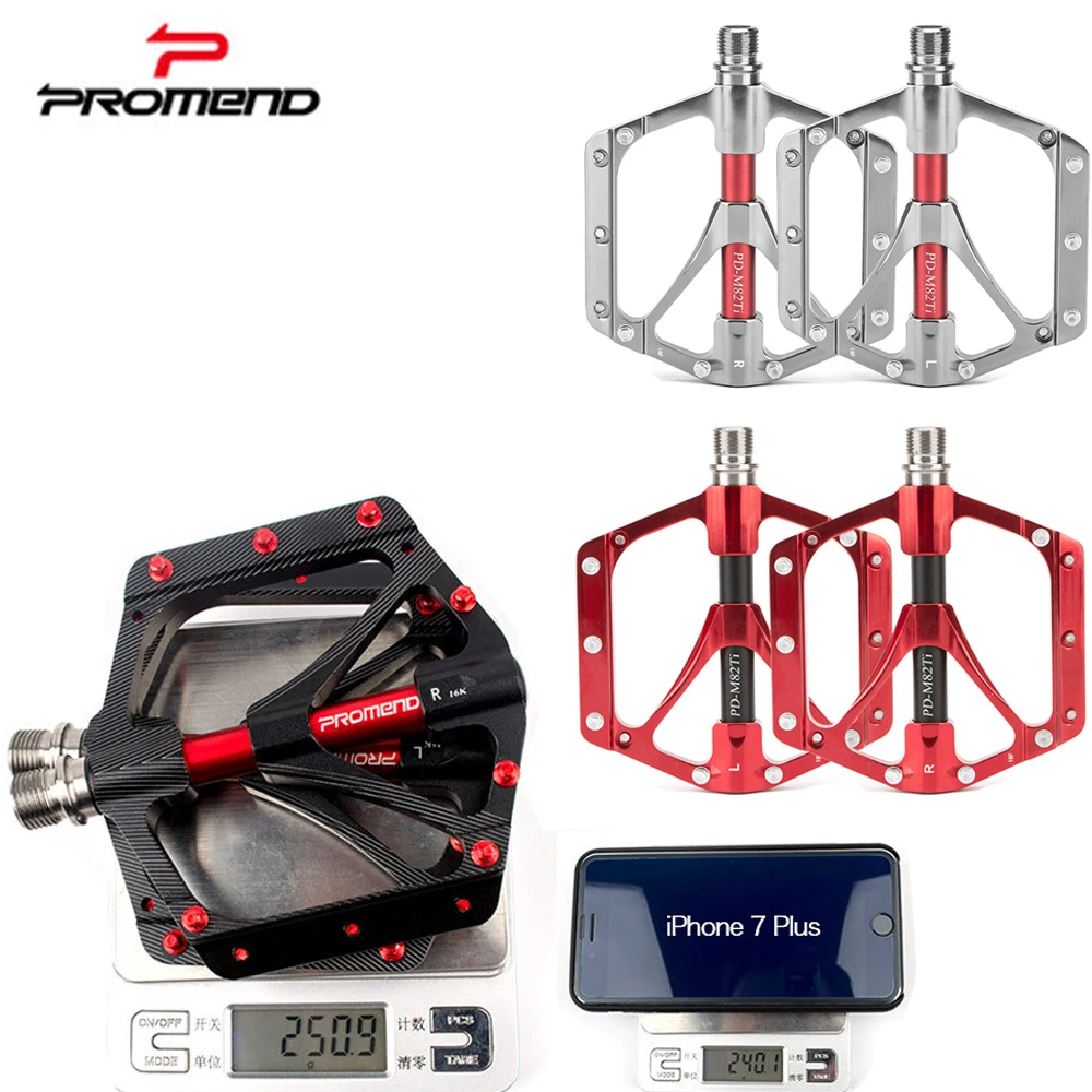 

Ультратонкая педаль для горного и шоссейного велосипеда PROMEND, оси из титанового сплава, 3 пальца, Нескользящие педали для велосипеда, большая поверхность протектора, 251 г