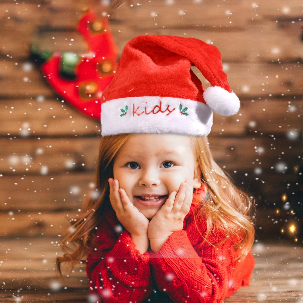 Adults Kids Christmas Hats Plush Thickened Family Member Santa Hat Merry Christmas New Year Party Festival Decoration Gifts