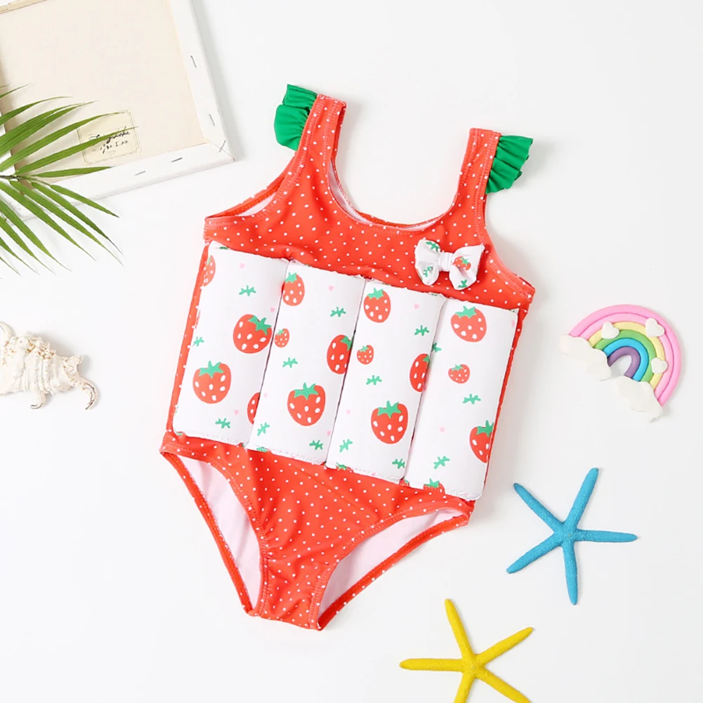 Summer One Piece Swimwear Cute Cartoon Baby Girls Float Striped Swim Vest 2-9 Years Kids Boys Floatation Swimsuit Buoyancy kids swimsuits