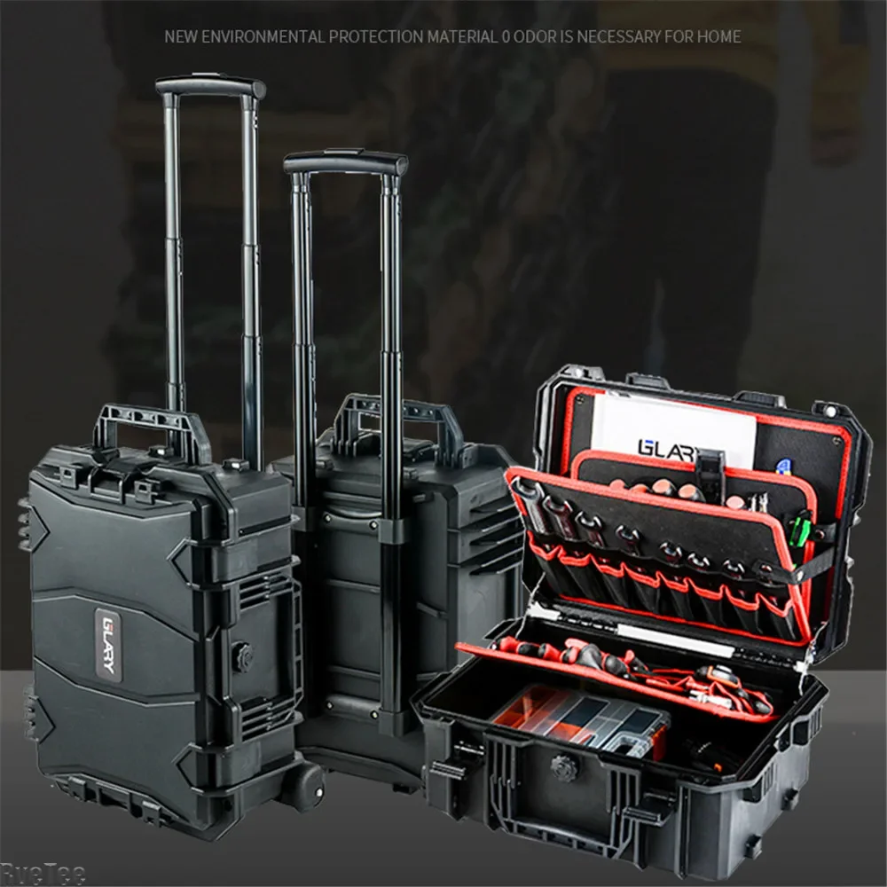 Large Capacity Tool Box with Wheels Safety Instrument Toolboxs Waterproof Shockproof Toolbox Electrician Tools Case Hardcase 4
