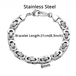 Gold - Toned Stainless Steel Link Bracelet - Modern Unisex Hip Hop Jewelry - 21cm (Silver Color)