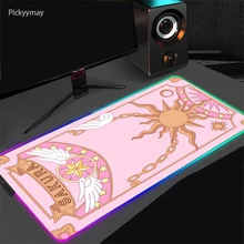 

Large RGB Mouse Pad Anime Gaming Kawaii Mousepad LED Mause Pads Gamer Mouse Carpet Big Desk Play Mat Cardcaptor Sakura Backlit