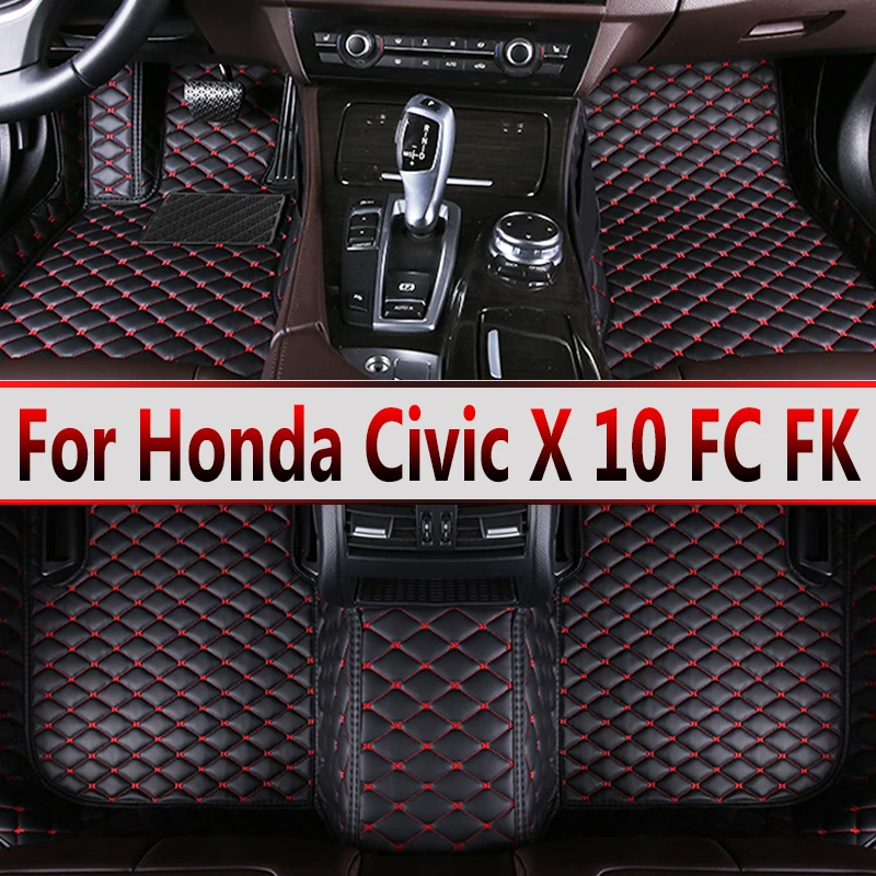

Автомобильные коврики для Honda Civic X 10 FC FK 2016 ~ 2021, кожаные напольные коврики, коврики, внутренние части, водонепроницаемые накладки, автомобильные аксессуары