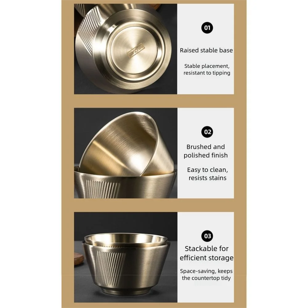 Description Picture 6 of itemAnti Scald Stainless Steel Bowl Stackable Wide Mouth Dessert Serving Bowl Heighten Bottom Heat-resistant Double Layer Soup Bowl