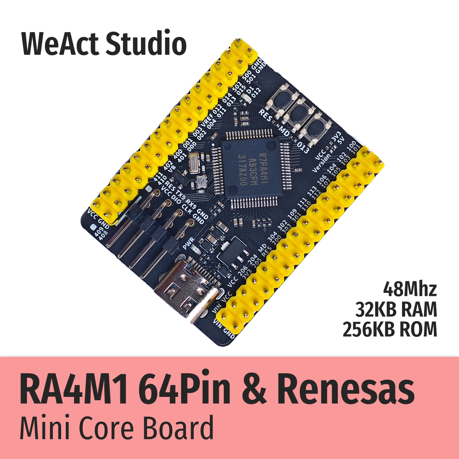Placa de Demonstração do Núcleo Weact Ra4m1 Renesas R7fa4m1ab3cfm Aa0 R7fa4m1 R7fa4m1ab3cfm