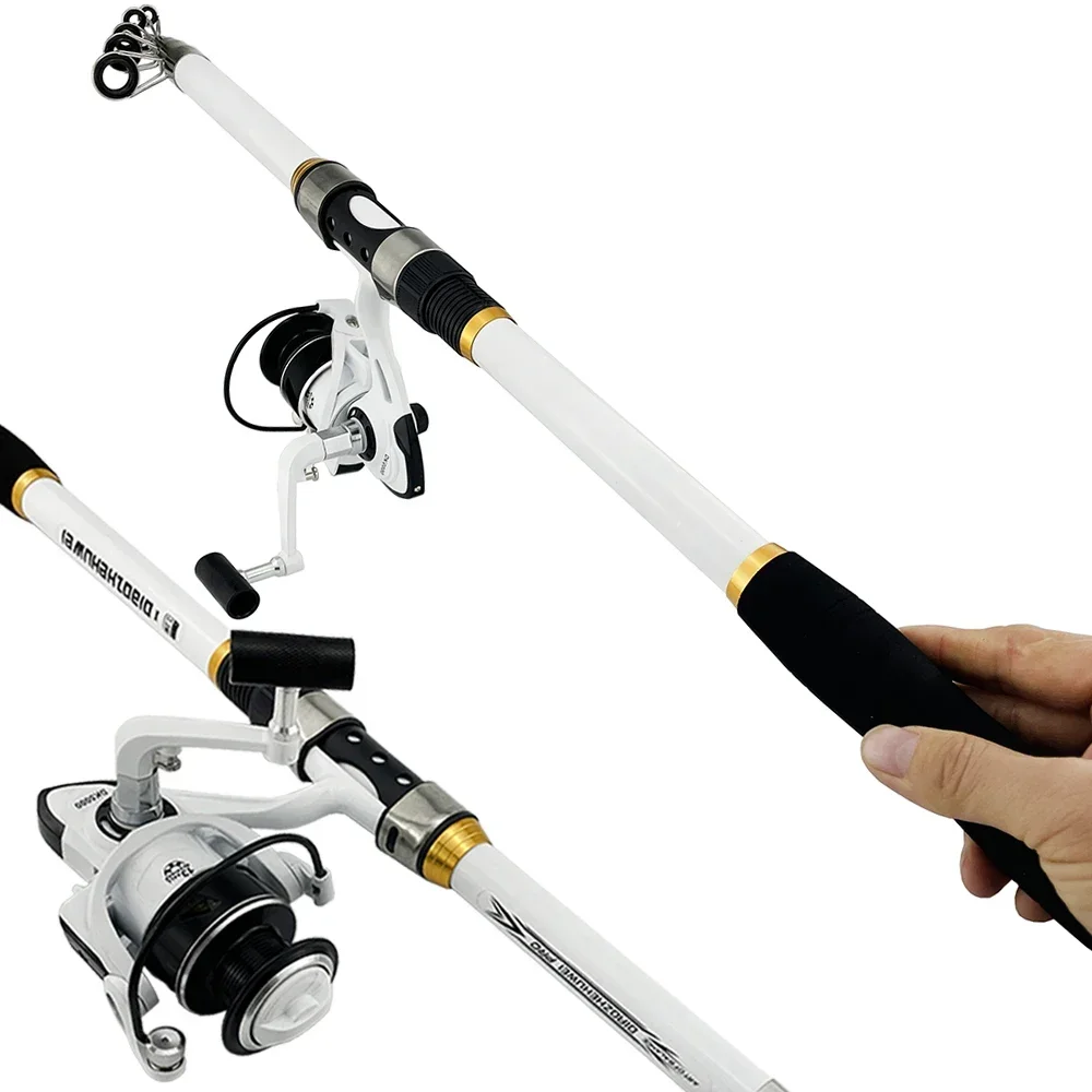2.1M-3.6M Carbon Spinning Fishing Rod Combo Portable Telescopic Rod Reel With Floating Space bean Line Travel Fishing Tool Set