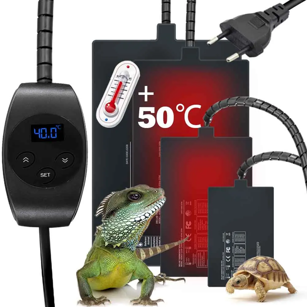 6/11/23/36W PVC Reptile Heating Pad Warmer Heat Mat with Adujustable Thermostat Indoor Garden Plants Seedling Aquarium Terrarium