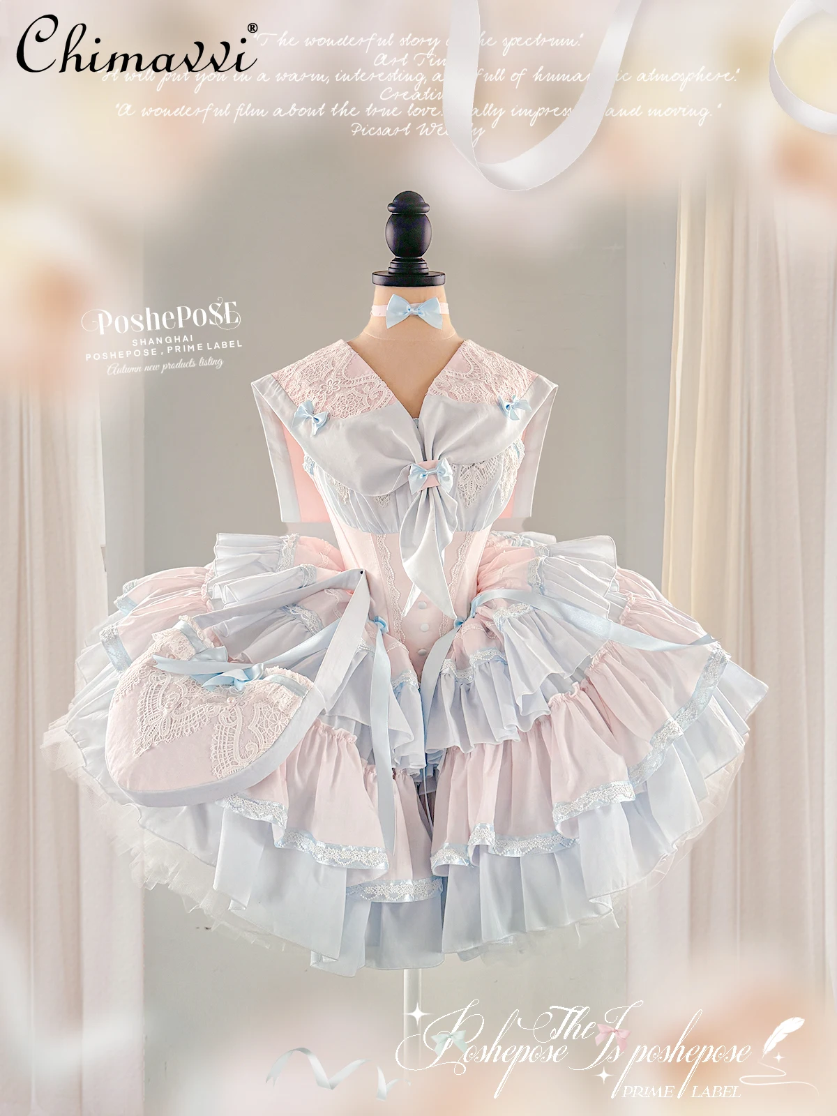 New Lolita Style Women's Sweet Sail Collar Bow Tie Sleeveless