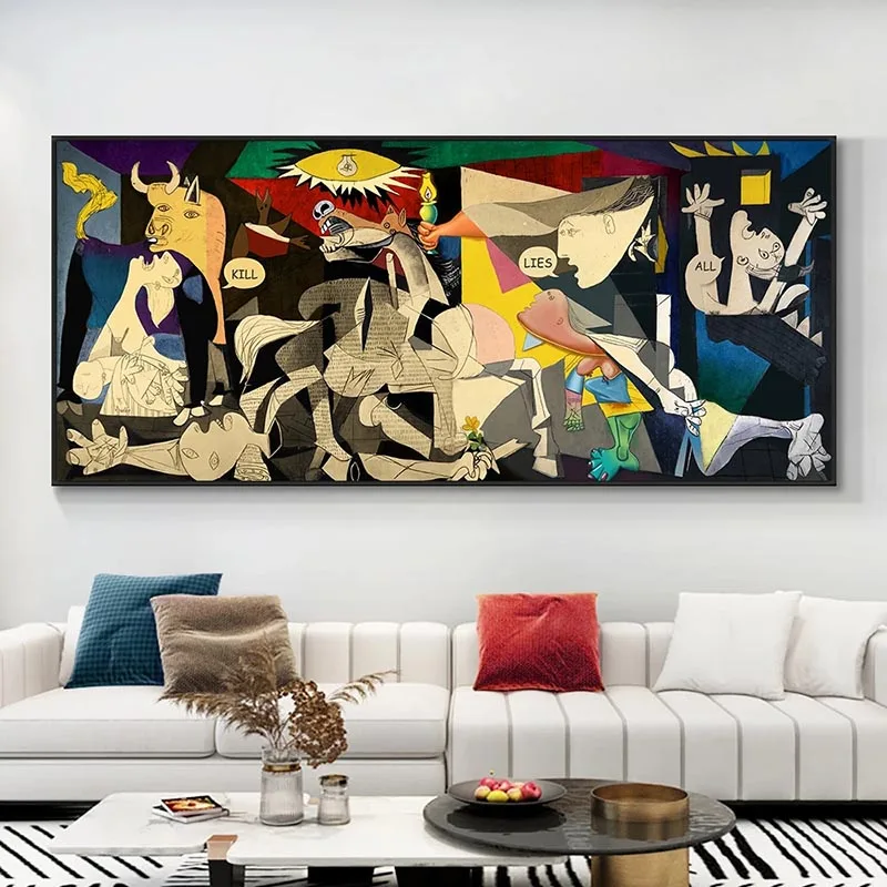 Famosa Riproduzione Della Pittura Picasso Guernica Poster Canvas Print Wall Art Pictures For Home Decoration Living Room Wall Artwork
