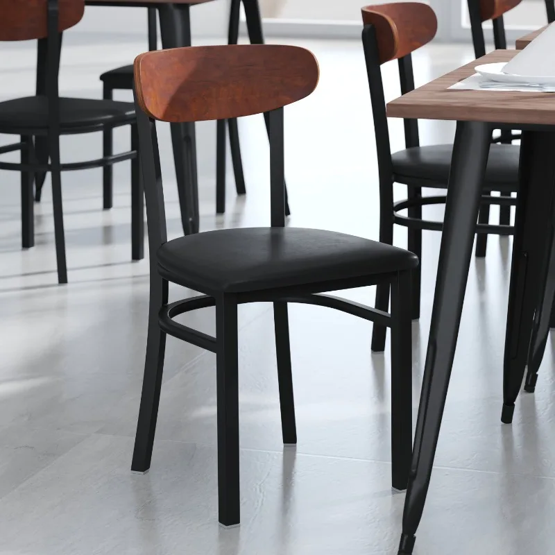 

Furniture Wright Metal/Wood Restaurant Chair, Walnut/Black