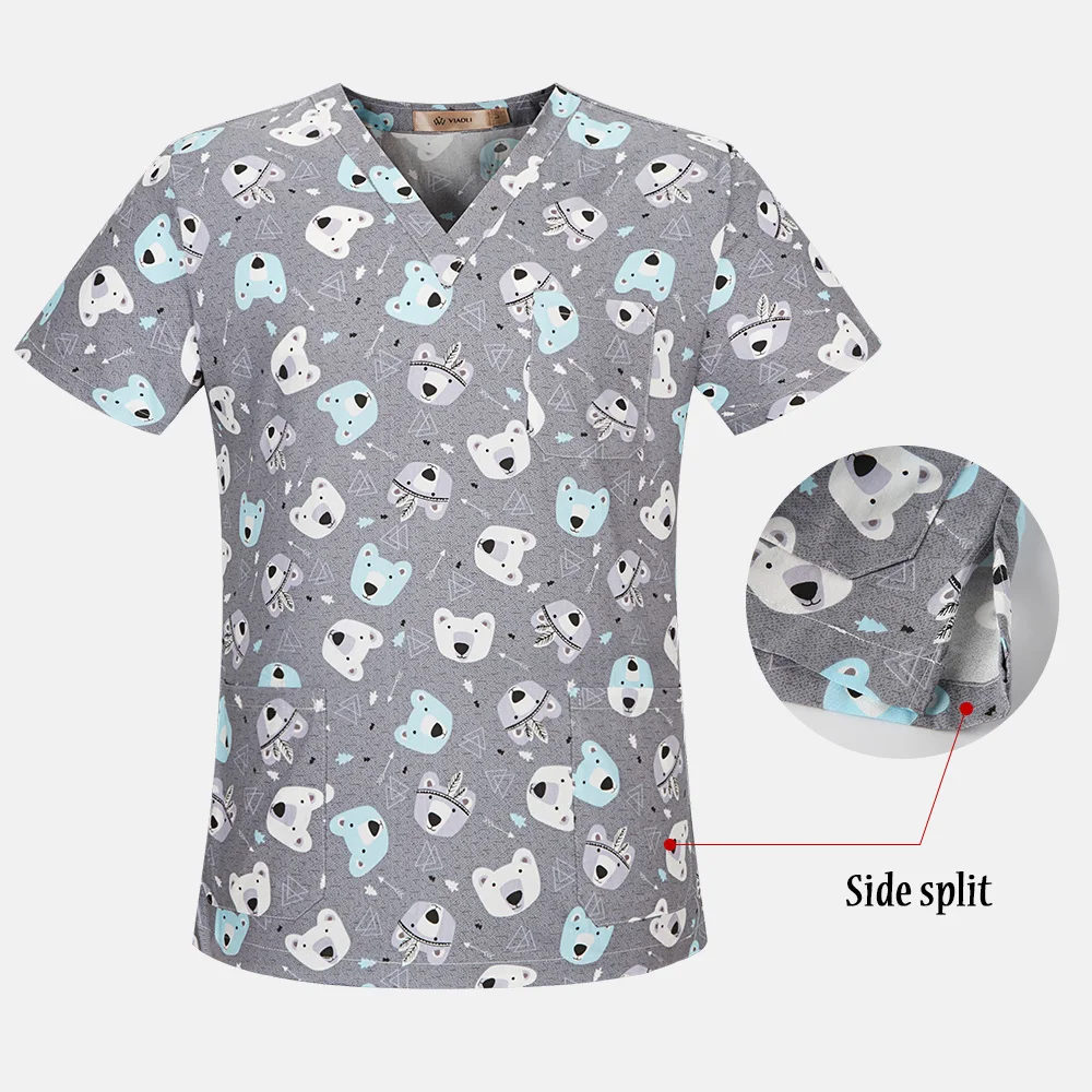 Women Scrubs Uniform Medical Uniform Surgical Top Hospital Doctor Surgery Workwear Dental Clinic Costume Pet Grooming Work Clothes