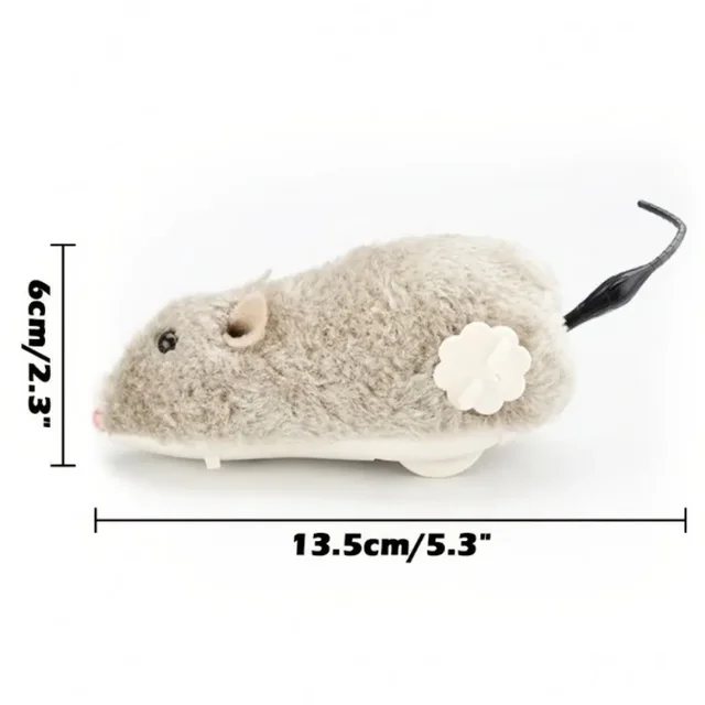 Cat Toy Lifelike Funny Running Rat Clockwork Mice Battery Free Durable Indoor Cats Interactive Plush Pets Kids Toys Random Color 6