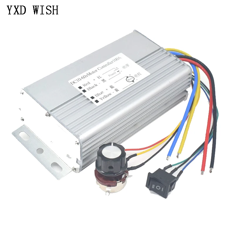 DC 10V-60V DC Motor Speed Controller 100A Reversible PWM Control Forward Reverse Switch 12V 24V 36V 48V Motor Controller dc motor speed controller motor speed controller electric motor speed controller