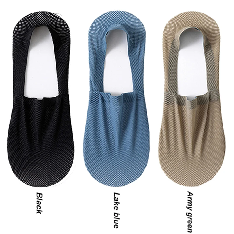 3 Paare/los Männer Boot Socken Mode Sommer Dünne Unsichtbare Socke Atmungsaktive Soft Casual Sox Hohe Qualität Elastische Mesh_voghion.com