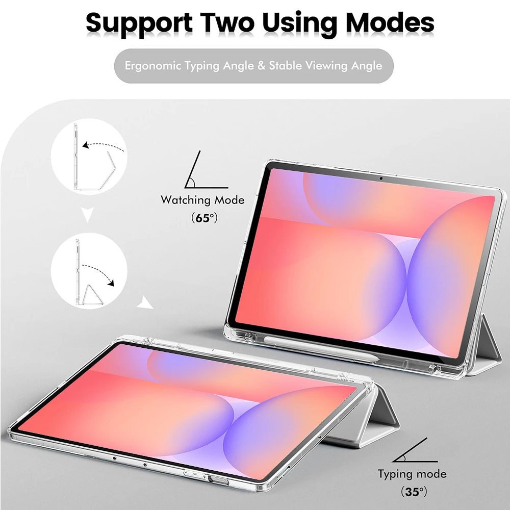 Crystal Clear Tablet Case with Pencil Slot and Auto Sleep/Wake Function