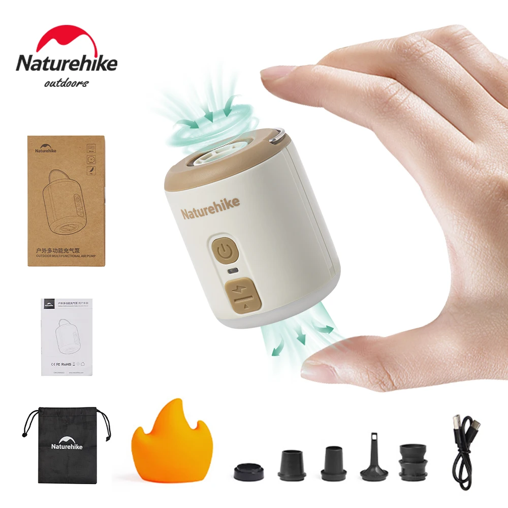 Natureh Mini Portable Multi-function Electric Inflatable Pump Outdoor Camping Air Mattress Inflatable Pump Lighting Three-in-one