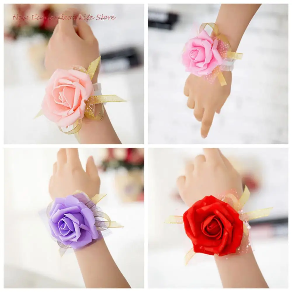 Wrist Corsage Bridesmaid Sisters Hand Flowers Artificial Bride Flowers For Wedding Dancing Party Decor Bridal Prom
