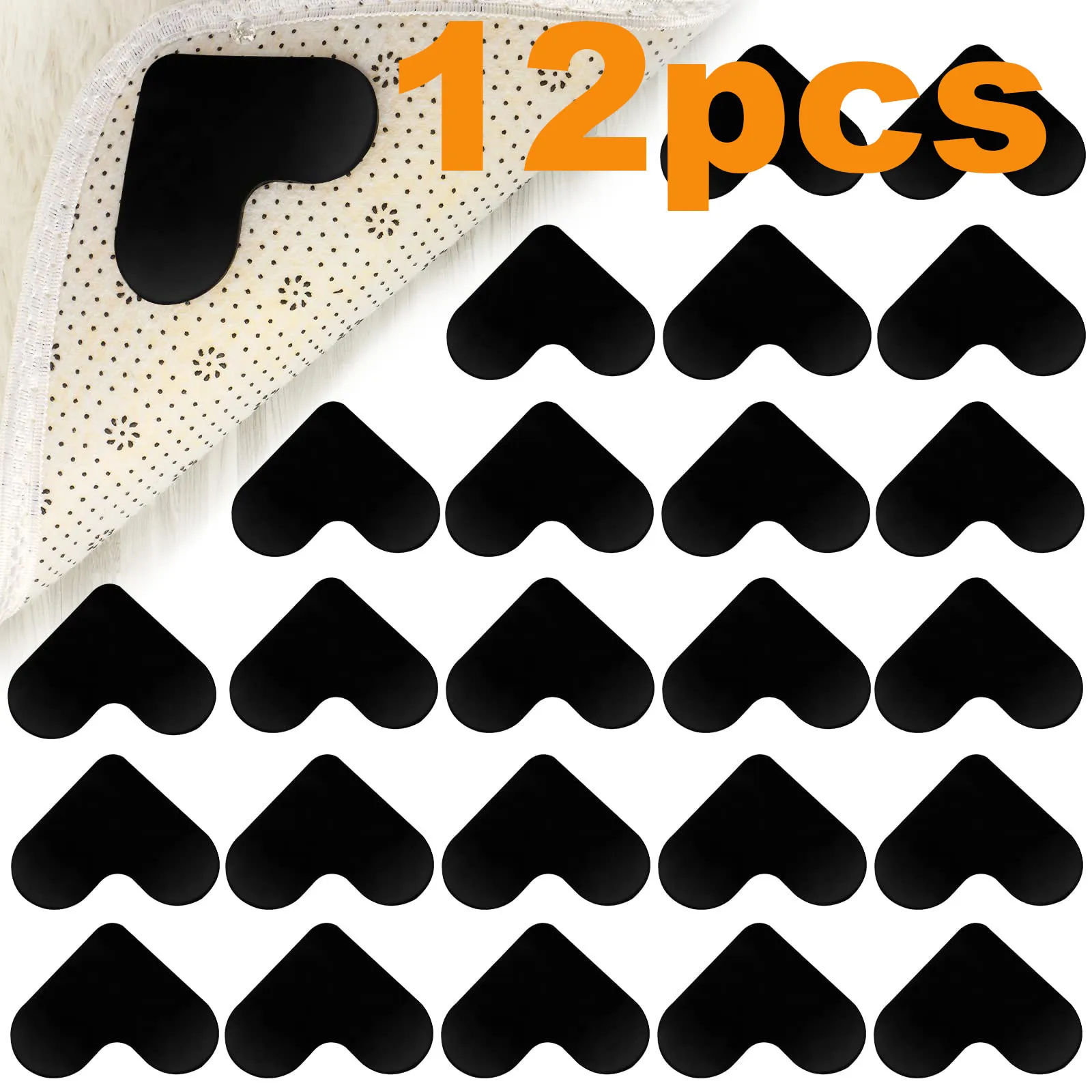 

12/8Pcs Rug Gripper Double Sided Non-Slip Rug Pads Rug Tape Stickers Washable Area Rug Pad Carpet Tape Corner Side Gripper