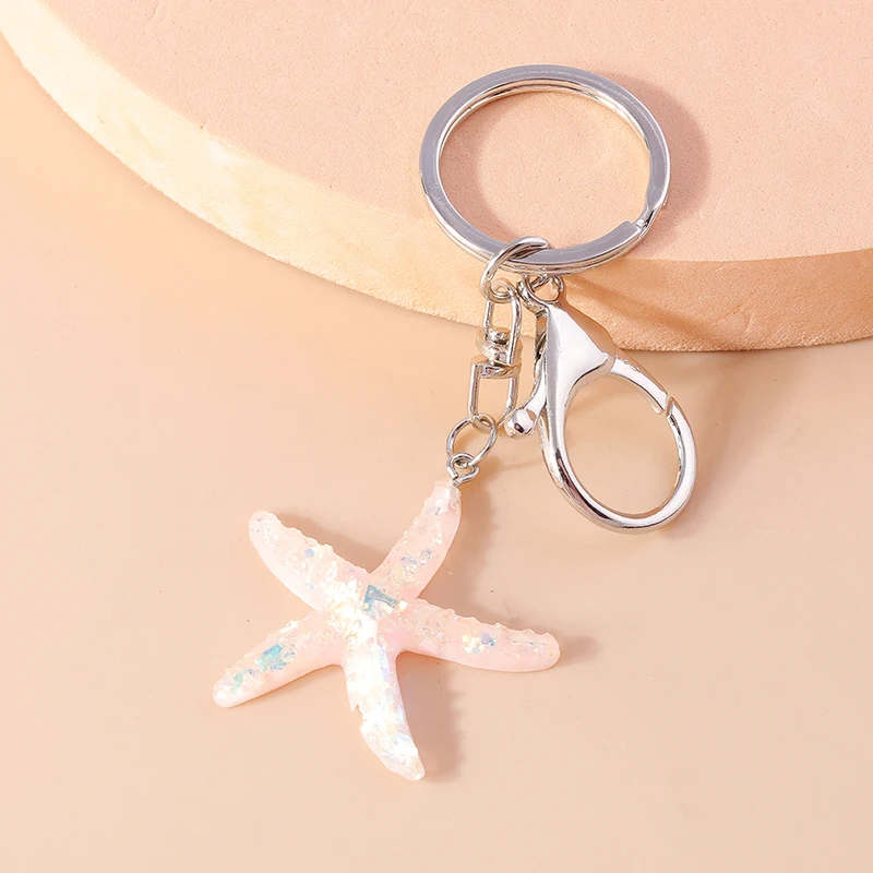 Hübsche Strand Muschel Seestern Schlüssel bund für Frauen Mädchen Meeres leben Schlüssel ring Anhänger Auto Schlüssel halter Handtasche Dekor Schmuck Geschenke – Detail 14